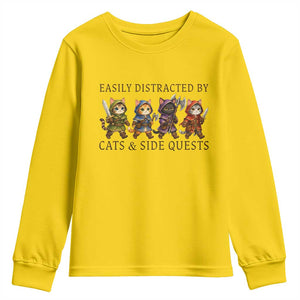 Funny Easily Distracted By Cats And Side Quests Youth Sweatshirt RPG Gamer Cat Lover Gift TS12 Daisy Print Your Wear