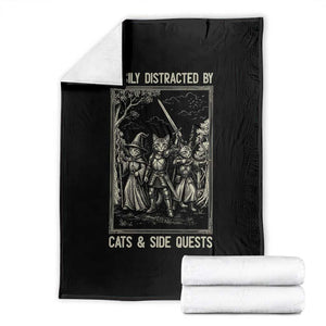 Easily Distracted By Cats And Side Quests Throw Blanket Vintage Gaming Cat Lover Gift TS12 Black Print Your Wear