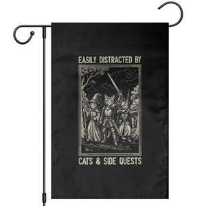 Easily Distracted By Cats And Side Quests Garden Flag Vintage Gaming Cat Lover Gift TS12 Black Print Your Wear
