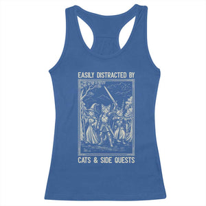 Easily Distracted By Cats And Side Quests Racerback Tank Top Vintage Gaming Cat Lover Gift TS12 Royal Blue Print Your Wear