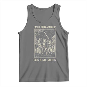 Easily Distracted By Cats And Side Quests Tank Top Vintage Gaming Cat Lover Gift TS12 Black Heather Print Your Wear