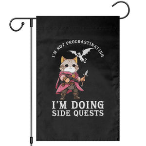 Im Not Procrastinating Im Doing Side Quests Garden Flag Funny RPG Gamer Cat Lover Gift TS12 Black Print Your Wear
