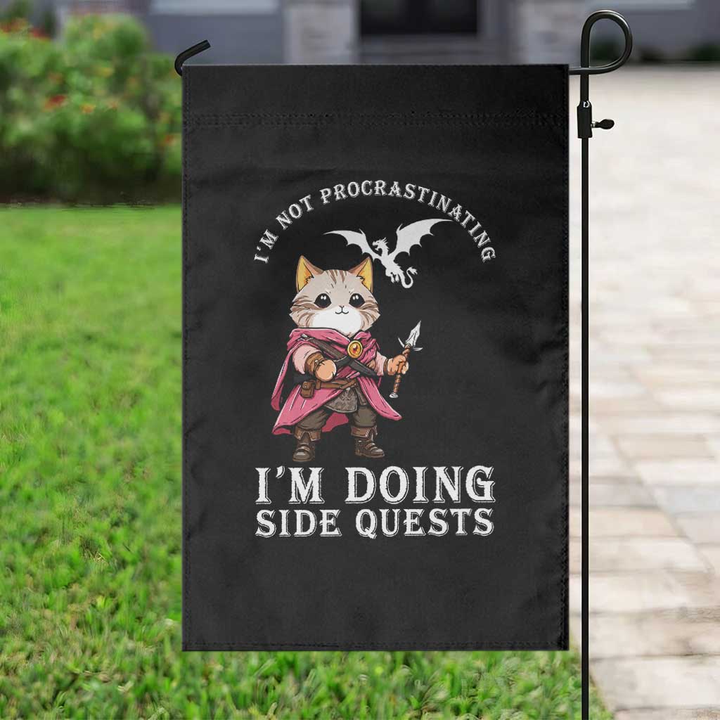 Im Not Procrastinating Im Doing Side Quests Garden Flag Funny RPG Gamer Cat Lover Gift TS12 Print Your Wear