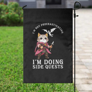 Im Not Procrastinating Im Doing Side Quests Garden Flag Funny RPG Gamer Cat Lover Gift TS12 Print Your Wear