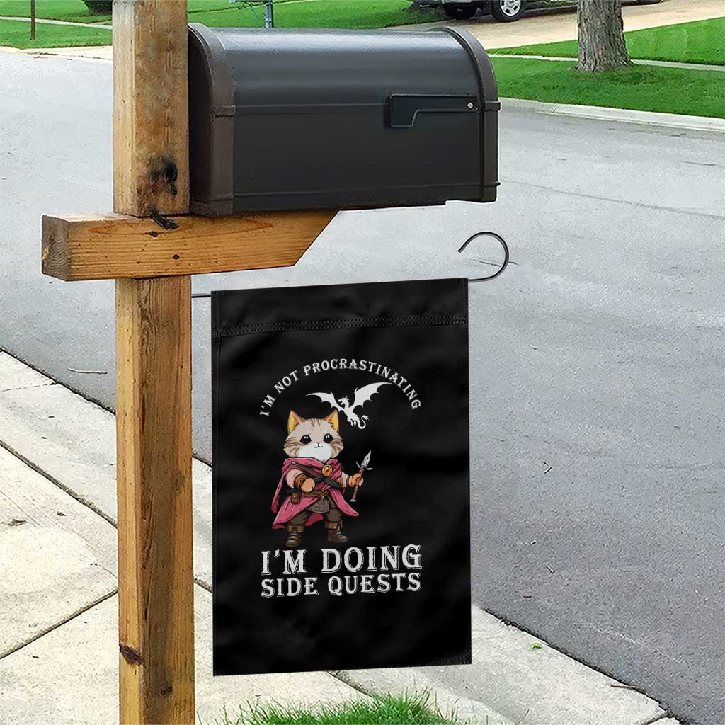 Im Not Procrastinating Im Doing Side Quests Garden Flag Funny RPG Gamer Cat Lover Gift TS12 Print Your Wear