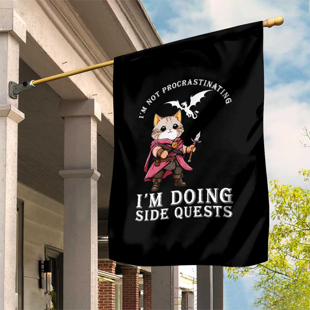 Im Not Procrastinating Im Doing Side Quests Garden Flag Funny RPG Gamer Cat Lover Gift TS12 Print Your Wear