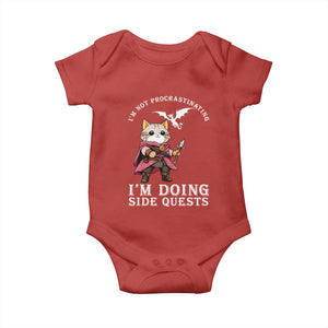 Im Not Procrastinating Im Doing Side Quests Baby Onesie Funny RPG Gamer Cat Lover Gift TS12 Red Print Your Wear