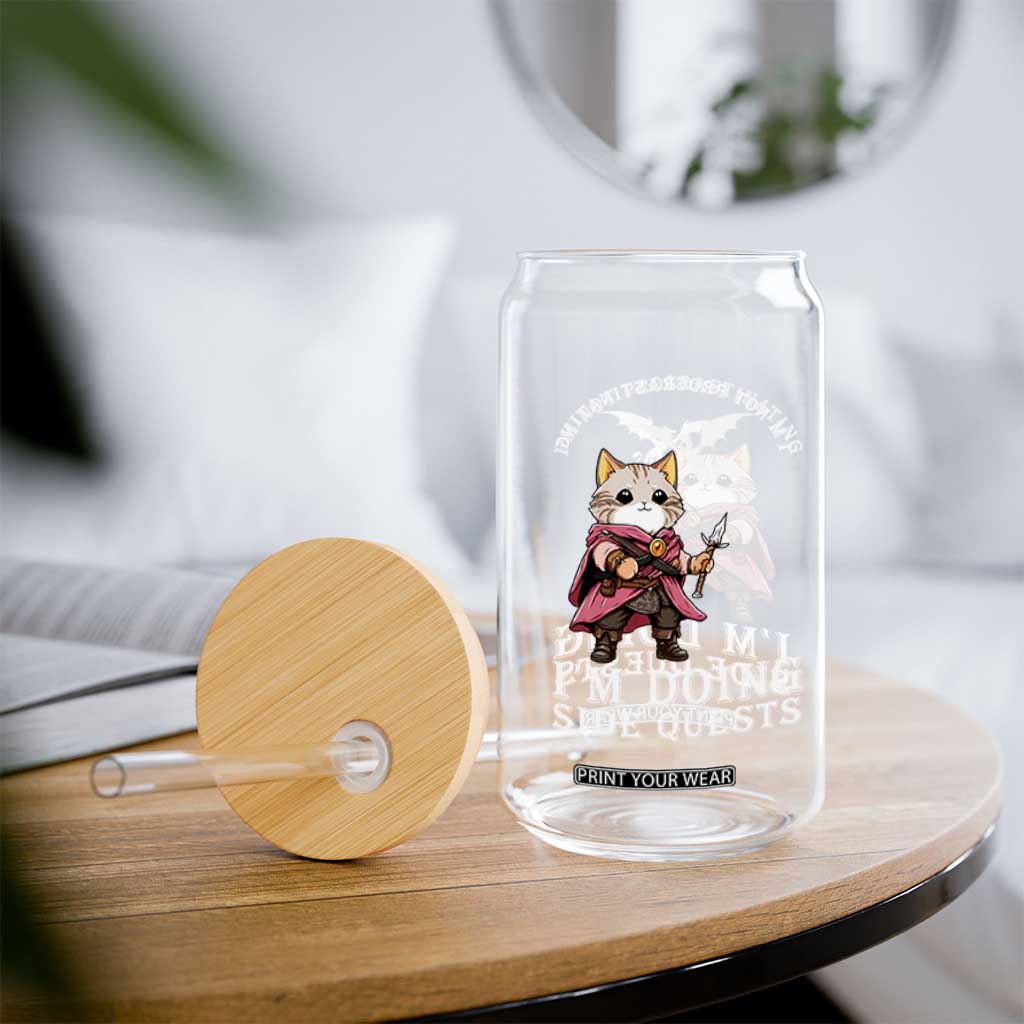 Im Not Procrastinating Im Doing Side Quests Glass Can Funny RPG Gamer Cat Lover Gift TS12 Print Your Wear