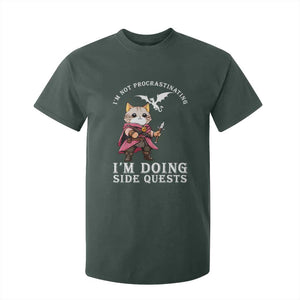 Im Not Procrastinating Im Doing Side Quests T Shirt For Kid Funny RPG Gamer Cat Lover Gift TS12 Dark Forest Green Print Your Wear
