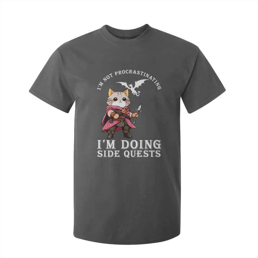 Im Not Procrastinating Im Doing Side Quests T Shirt For Kid Funny RPG Gamer Cat Lover Gift TS12 Dark Heather Print Your Wear