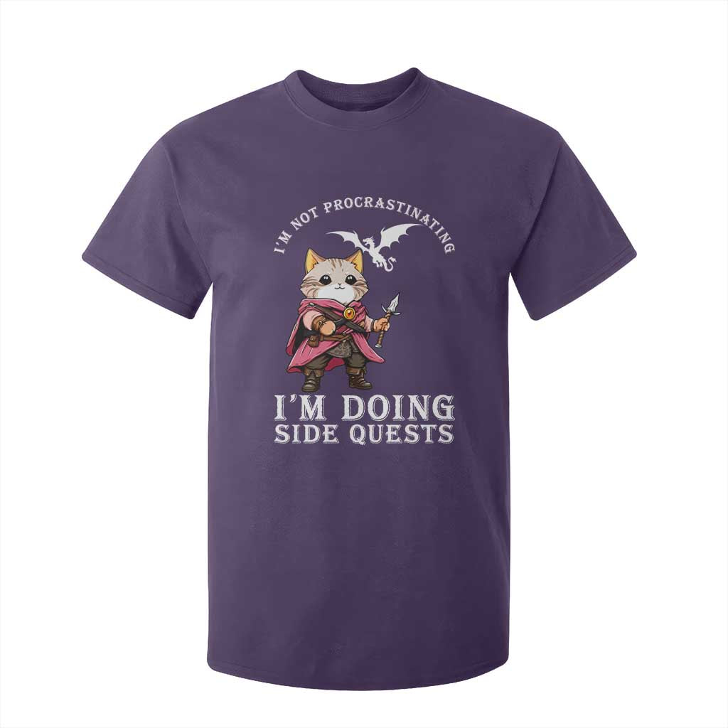 Im Not Procrastinating Im Doing Side Quests T Shirt For Kid Funny RPG Gamer Cat Lover Gift TS12 Purple Print Your Wear
