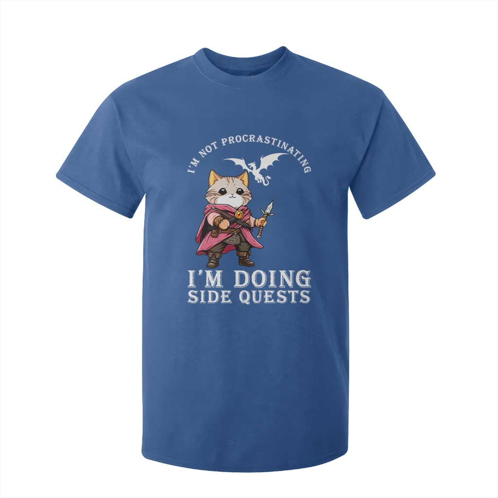 Im Not Procrastinating Im Doing Side Quests T Shirt For Kid Funny RPG Gamer Cat Lover Gift TS12 Royal Blue Print Your Wear