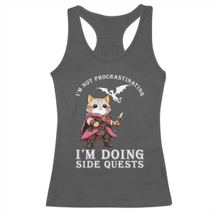 Im Not Procrastinating Im Doing Side Quests Racerback Tank Top Funny RPG Gamer Cat Lover Gift TS12 Dark Heather Print Your Wear