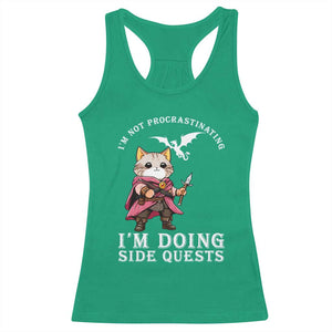 Im Not Procrastinating Im Doing Side Quests Racerback Tank Top Funny RPG Gamer Cat Lover Gift TS12 Irish Green Print Your Wear