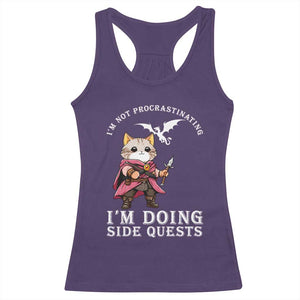 Im Not Procrastinating Im Doing Side Quests Racerback Tank Top Funny RPG Gamer Cat Lover Gift TS12 Purple Print Your Wear