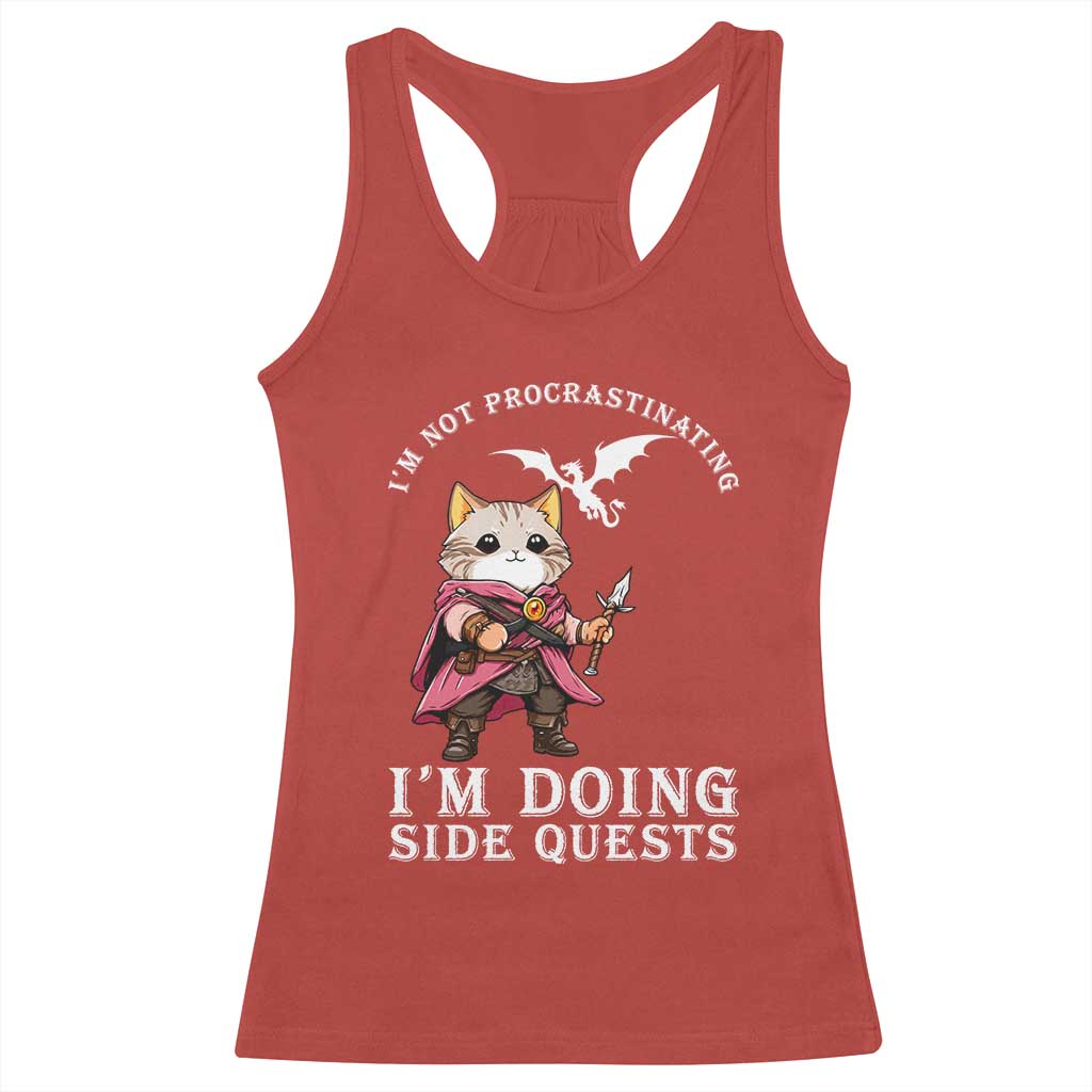 Im Not Procrastinating Im Doing Side Quests Racerback Tank Top Funny RPG Gamer Cat Lover Gift TS12 Red Print Your Wear