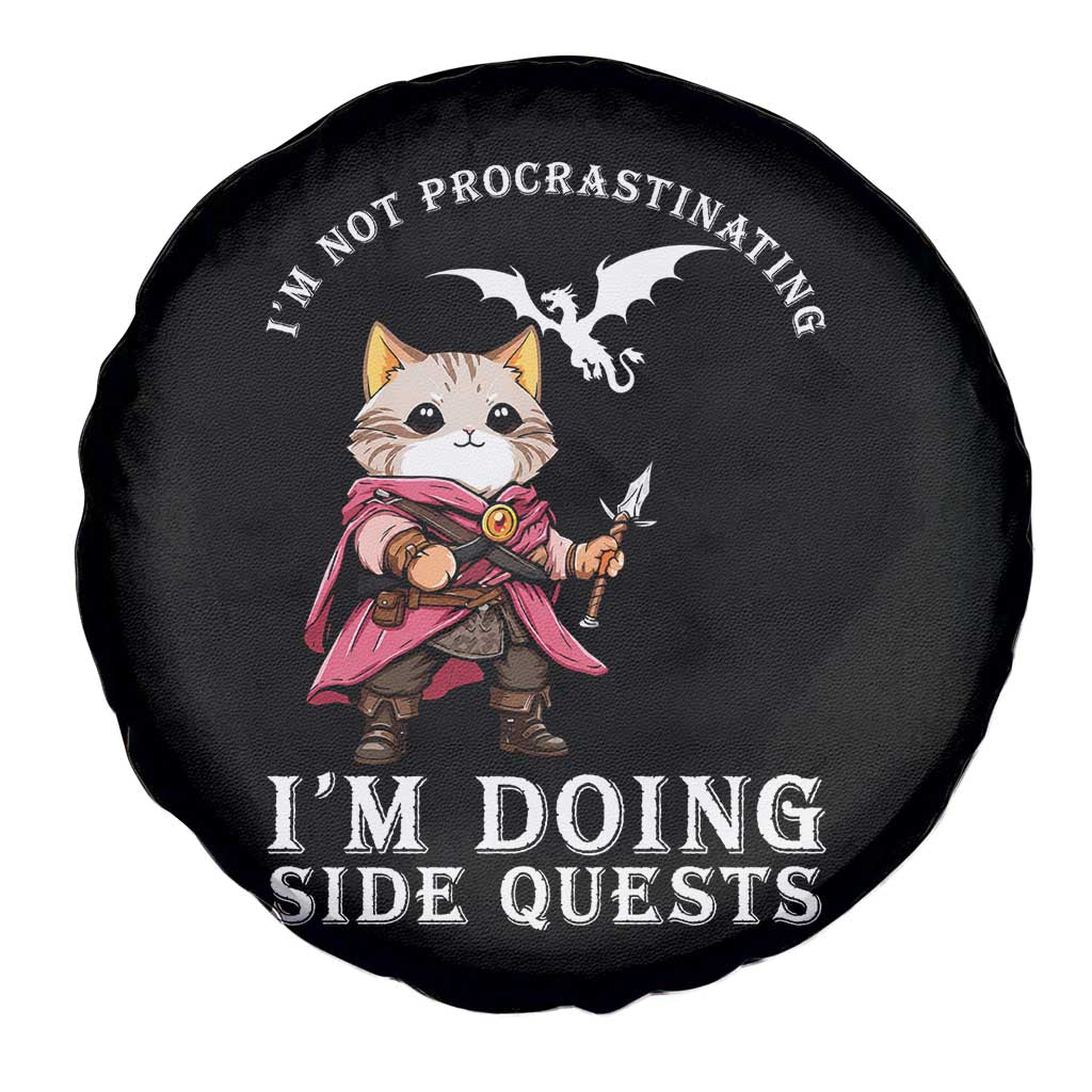 Im Not Procrastinating Im Doing Side Quests Spare Tire Cover Funny RPG Gamer Cat Lover Gift TS12 Print Your Wear
