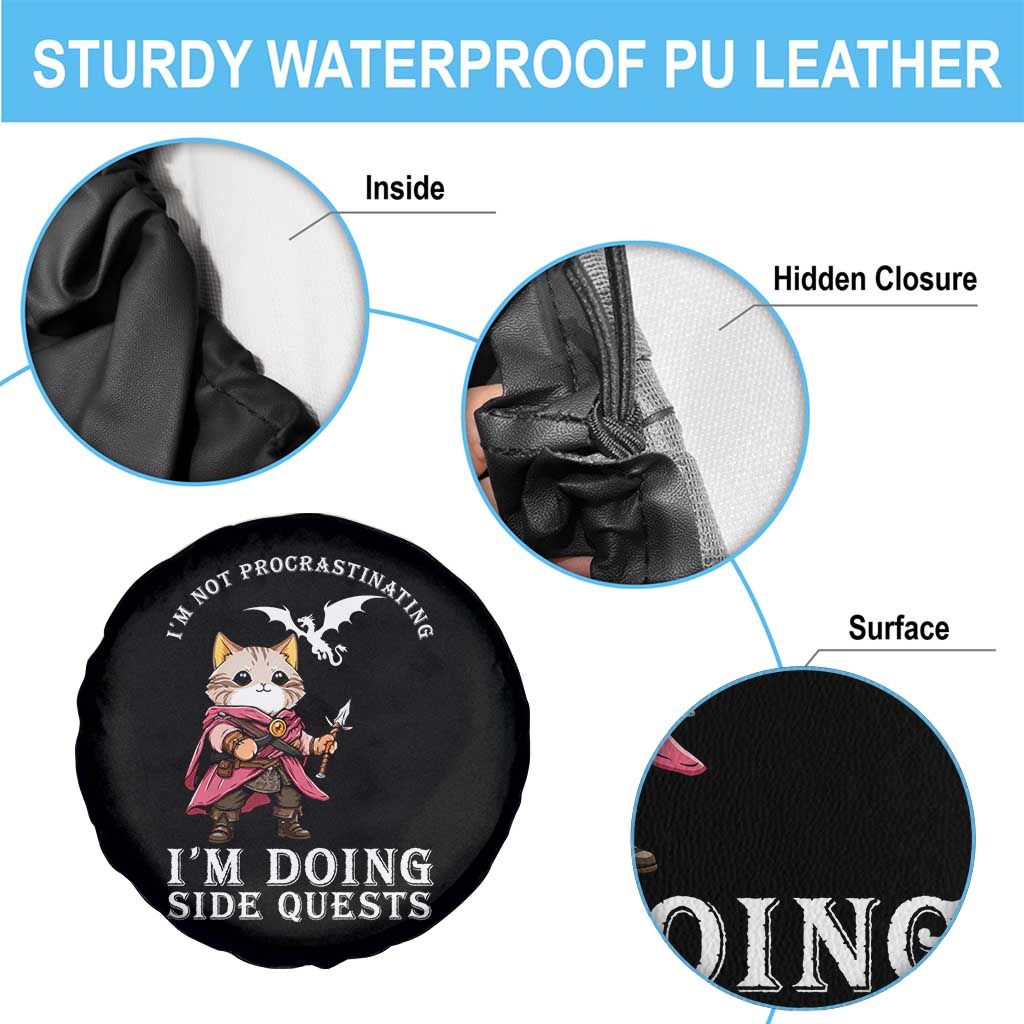 Im Not Procrastinating Im Doing Side Quests Spare Tire Cover Funny RPG Gamer Cat Lover Gift TS12 Print Your Wear