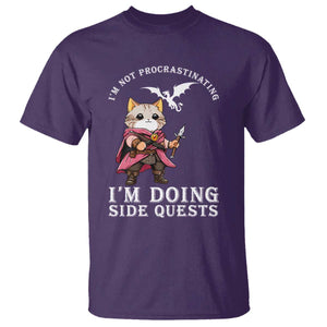 Im Not Procrastinating Im Doing Side Quests T Shirt Funny RPG Gamer Cat Lover Gift TS12 Purple Print Your Wear