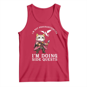Im Not Procrastinating Im Doing Side Quests Tank Top Funny RPG Gamer Cat Lover Gift TS12 Red Print Your Wear