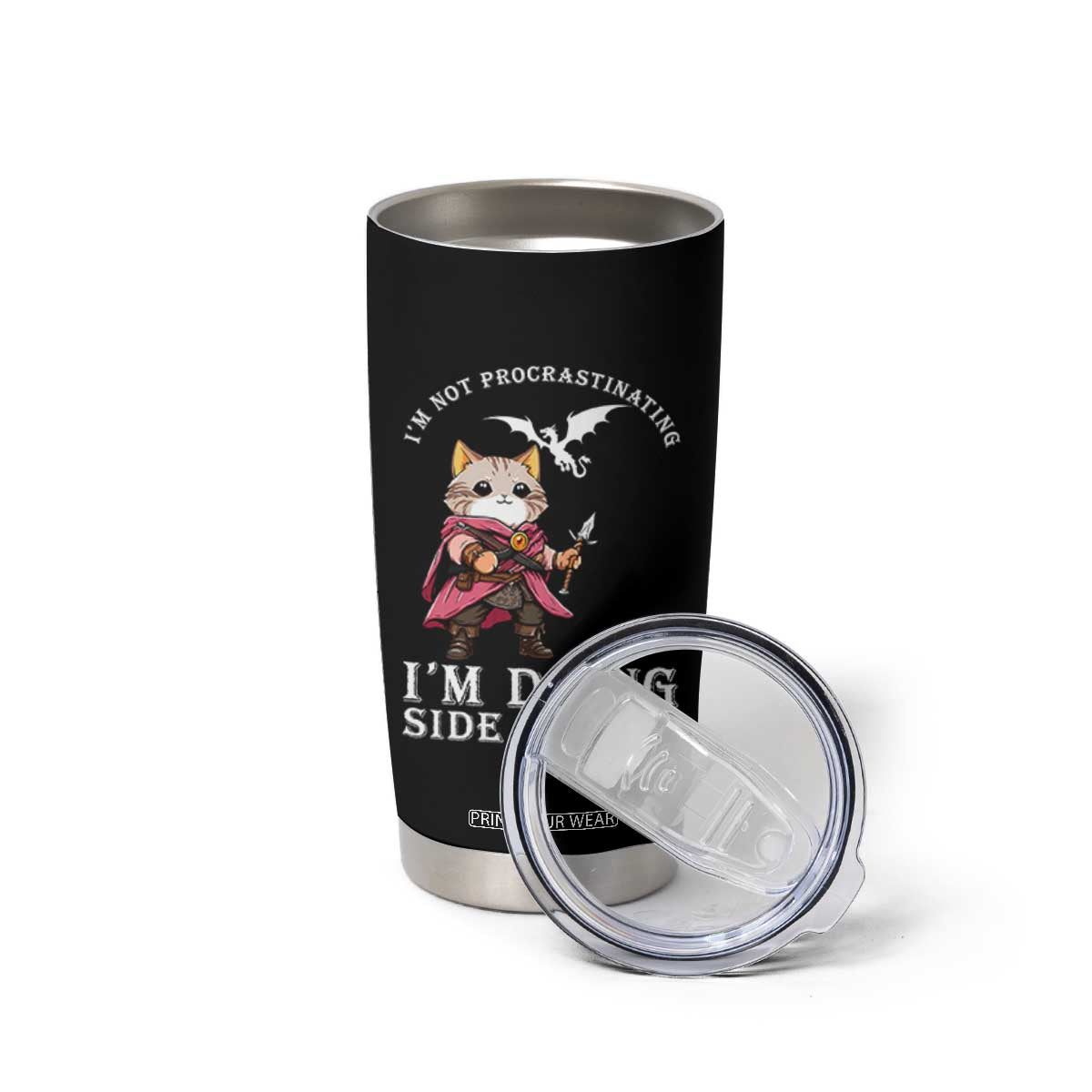 Im Not Procrastinating Im Doing Side Quests Tumbler Cup Funny RPG Gamer Cat Lover Gift TS12 Print Your Wear