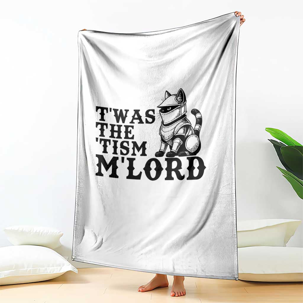 Twas The Tism Funny Medieval Knight Cat Throw Blanket Armor Meme Fantasy Gift TS12 Print Your Wear