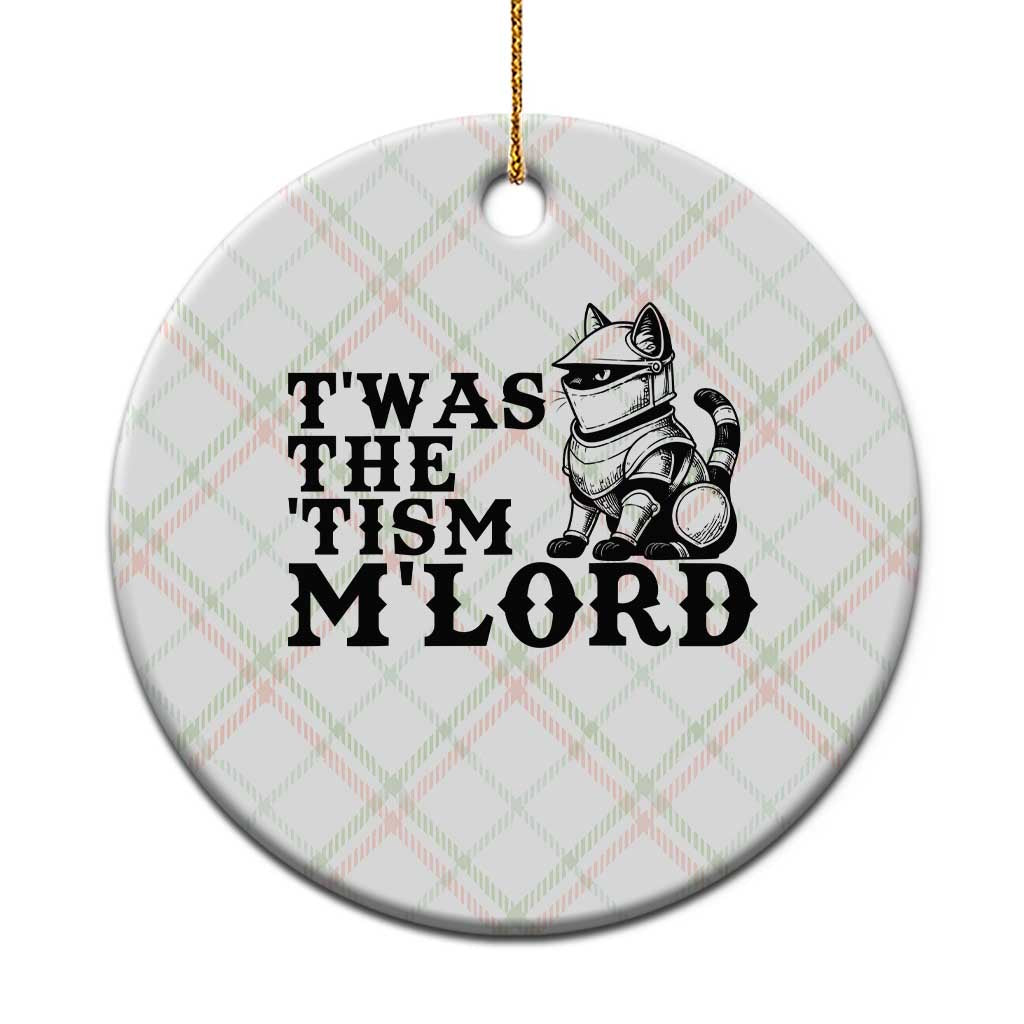 Twas The Tism Funny Medieval Knight Cat Ceramic Ornament Armor Meme Fantasy Gift TS12 1pc Christmas Plaid Print Your Wear