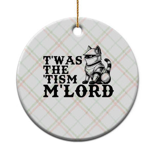 Twas The Tism Funny Medieval Knight Cat Ceramic Ornament Armor Meme Fantasy Gift TS12 1pc Christmas Plaid Print Your Wear