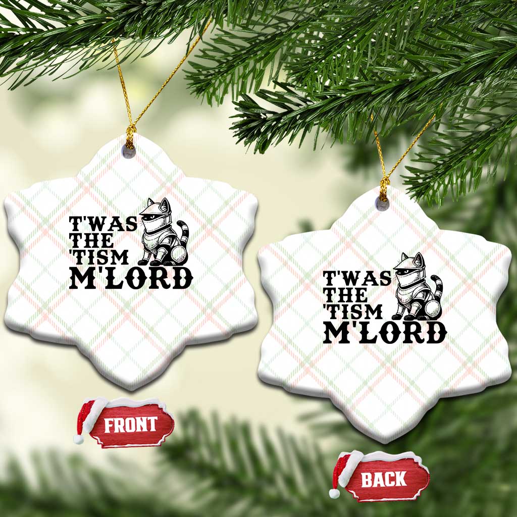 Twas The Tism Funny Medieval Knight Cat Ceramic Ornament Armor Meme Fantasy Gift TS12 Print Your Wear