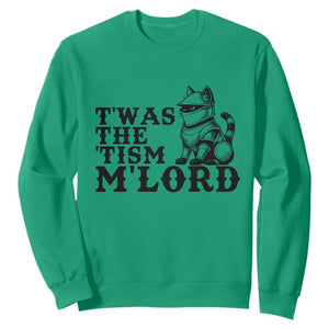Twas The Tism Funny Medieval Knight Cat Sweatshirt Armor Meme Fantasy Gift TS12 Irish Green Print Your Wear