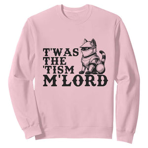Twas The Tism Funny Medieval Knight Cat Sweatshirt Armor Meme Fantasy Gift TS12 Light Pink Print Your Wear