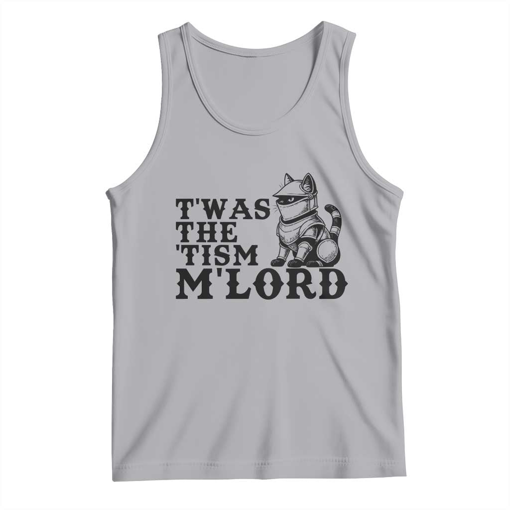 Twas The Tism Funny Medieval Knight Cat Tank Top Armor Meme Fantasy Gift TS12 Athletic Heather Print Your Wear