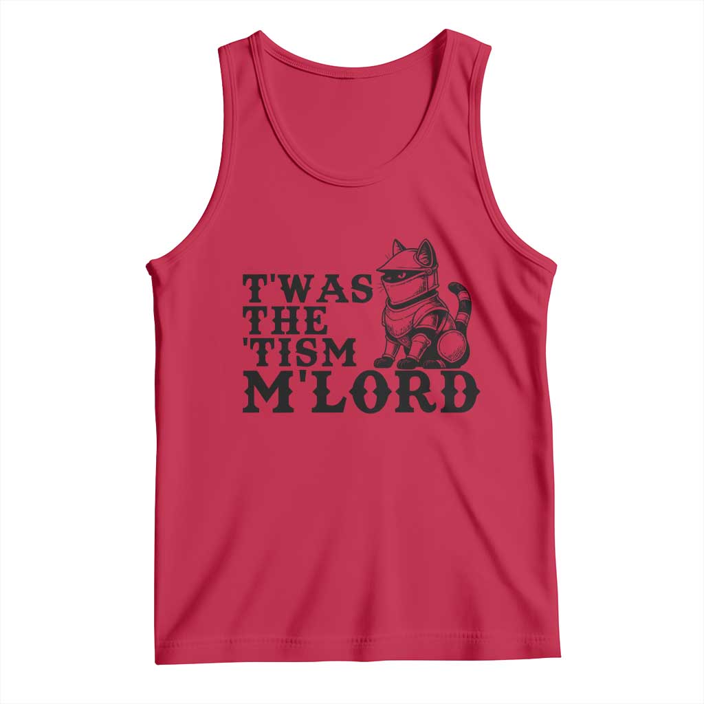 Twas The Tism Funny Medieval Knight Cat Tank Top Armor Meme Fantasy Gift TS12 Red Print Your Wear
