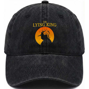 Funny The Lying King Long Nose Silhouette Washed Cotton Baseball Cap Vintage Political Satire Statement Gift TS12 Print Your Wear