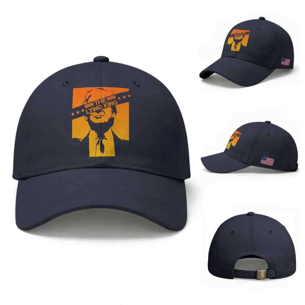 The Lying King Political Satire Baseball Cap Funny Bold Sarcastic Statement Gift TS12 Baseball Cap Universal Fit Navy Print Your Wear