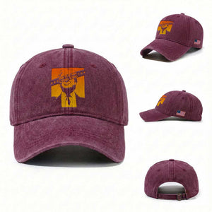 The Lying King Political Satire Washed Cotton Baseball Cap Funny Bold Sarcastic Statement Gift TS12 Washed Cap Universal Fit Burgundy Print Your Wear