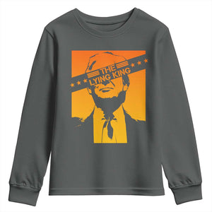 The Lying King Political Satire Youth Sweatshirt Funny Bold Sarcastic Statement Gift TS12 Dark Heather Print Your Wear