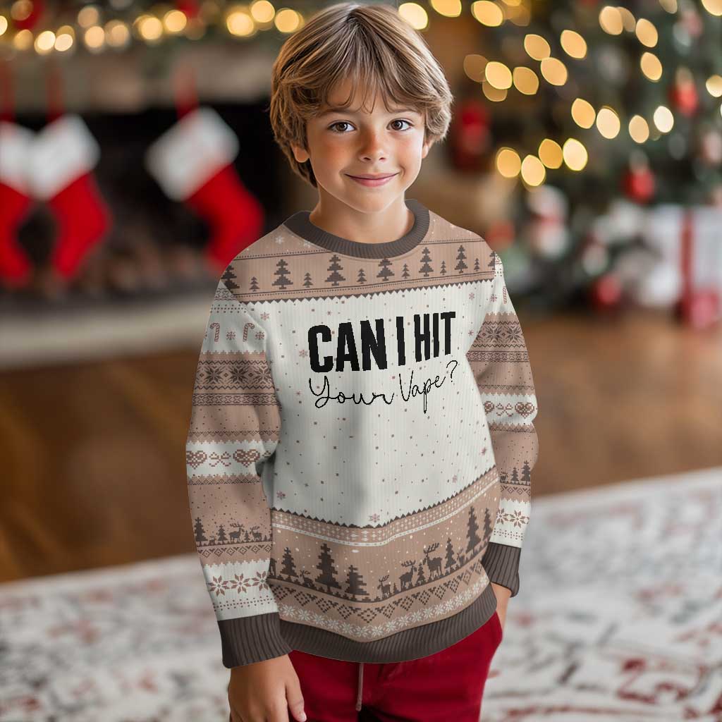 Funny Can I Hit Your Vape Quote Ugly Christmas Sweater Vaping Lover Gift TS12 Mocha Mousse Print Your Wear