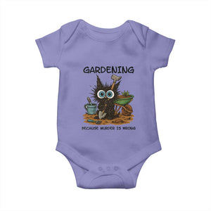 Gardening Because Murder Is Wrong Baby Onesie Funny Black Cat Gardener Gift TS12 Violet Print Your Wear