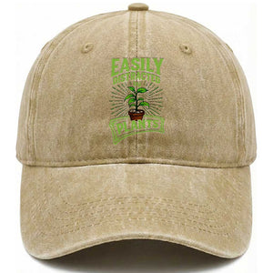 Easily Distracted By Plants Washed Cotton Baseball Cap Funny Gardening Lover Gift TS12 Print Your Wear