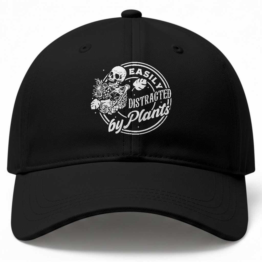 Easily Distracted By Plants Skeleton Baseball Cap Funny Gardener Plant Lover TS12 Print Your Wear