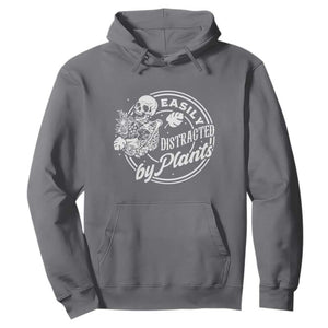 Easily Distracted By Plants Skeleton Hoodie Funny Gardener Plant Lover TS12 Charcoal Print Your Wear