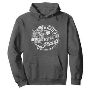 Easily Distracted By Plants Skeleton Hoodie Funny Gardener Plant Lover TS12 Dark Heather Print Your Wear
