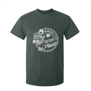Easily Distracted By Plants Skeleton T Shirt For Kid Funny Gardener Plant Lover TS12 Dark Forest Green Print Your Wear