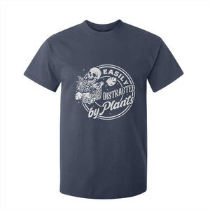 Easily Distracted By Plants Skeleton T Shirt For Kid Funny Gardener Plant Lover TS12 Navy Print Your Wear