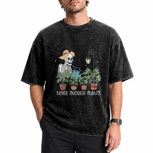 Skeleton Monstera Lover Washed Cotton T-Shirt Never Enough Plants