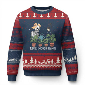 Skeleton Monstera Lover Ugly Christmas Sweater Never Enough Plants TS12 Navy Red Print Your Wear