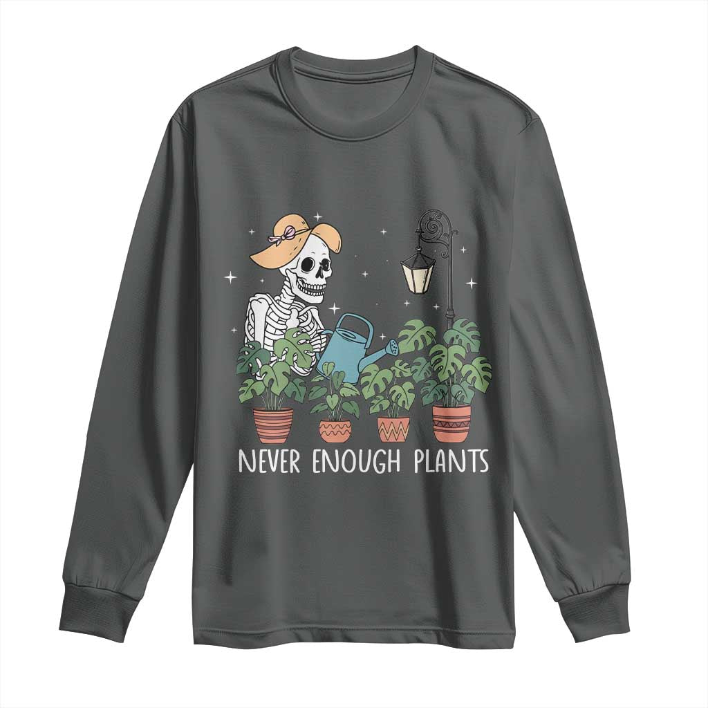 Skeleton Monstera Lover Long Sleeve Shirt Never Enough Plants TS12 Dark Heather Print Your Wear
