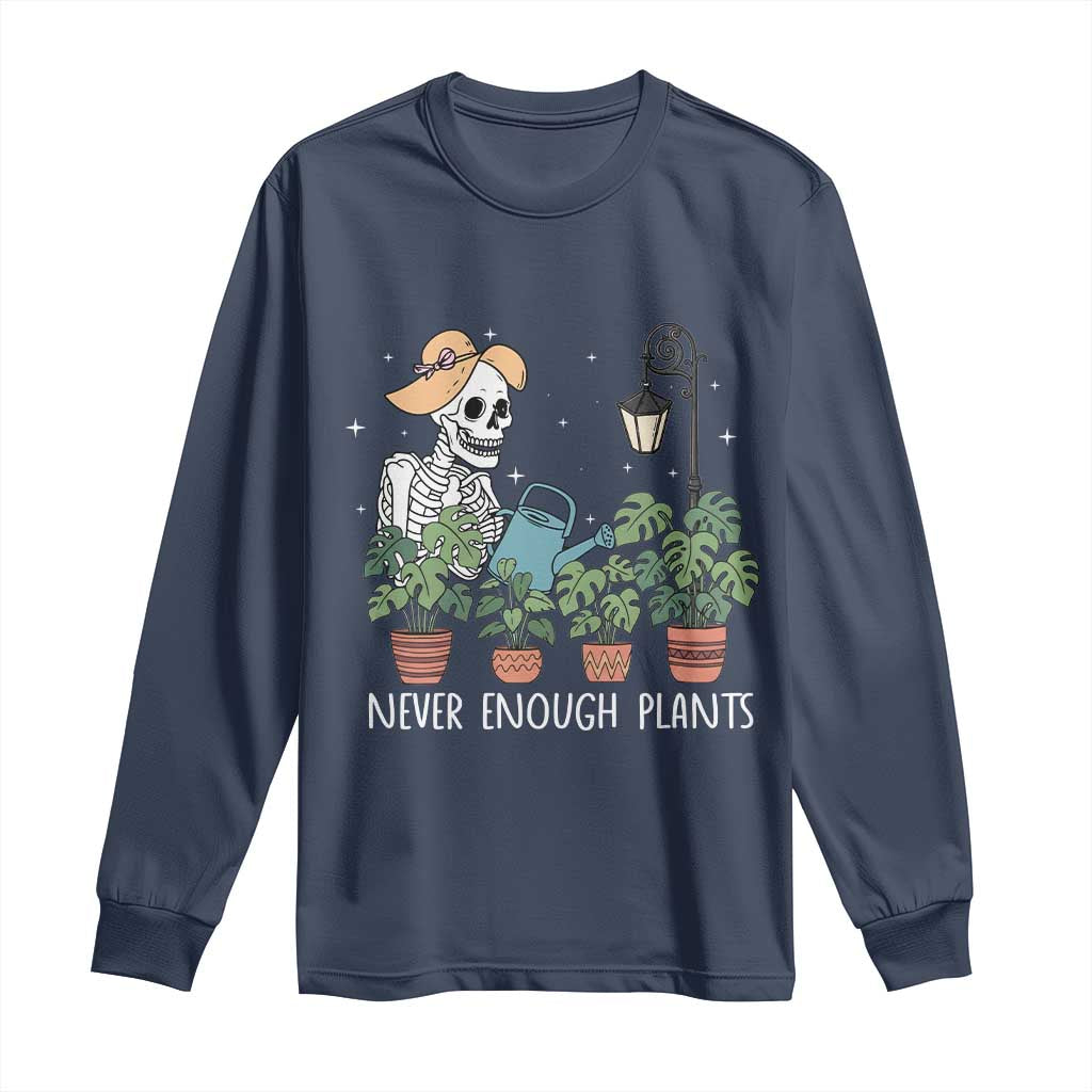 Skeleton Monstera Lover Long Sleeve Shirt Never Enough Plants TS12 Navy Print Your Wear