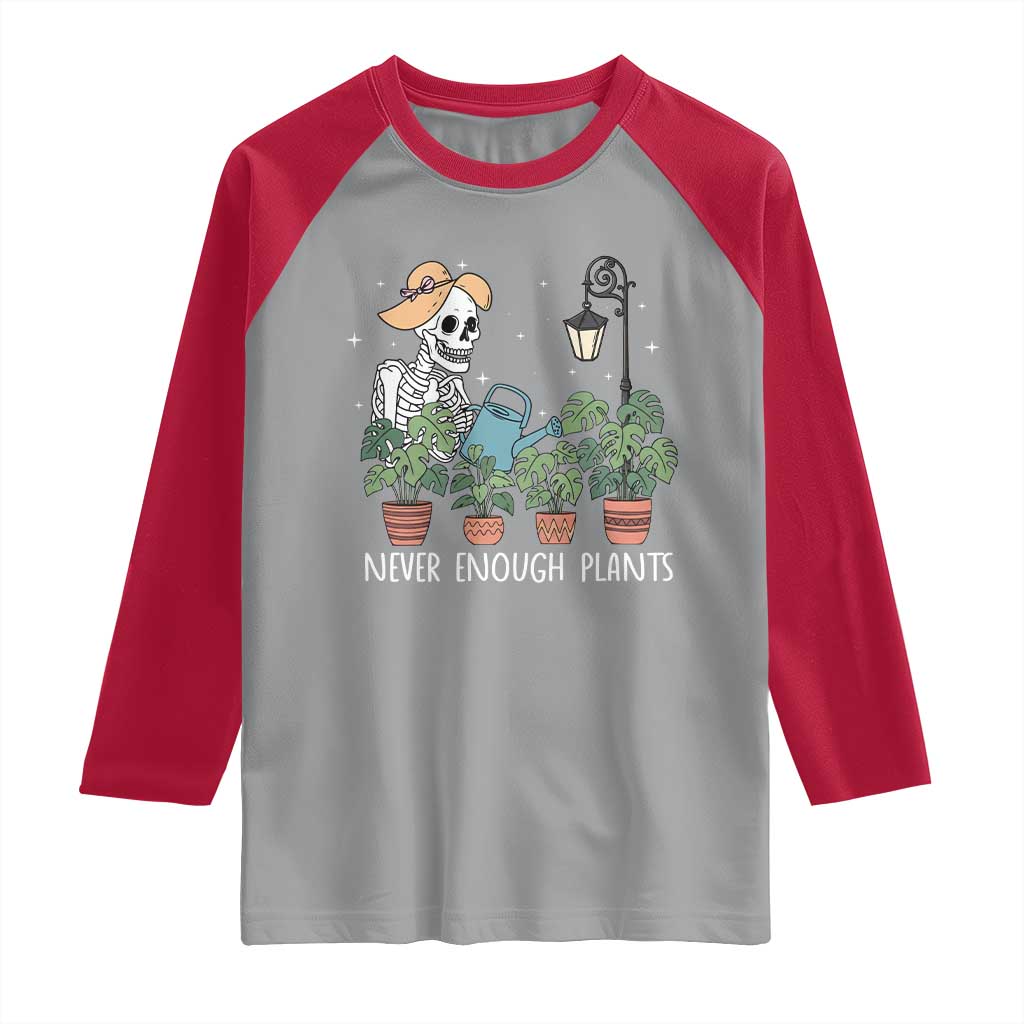 Skeleton Monstera Lover Raglan Shirt Never Enough Plants TS12 Sport Gray Red Print Your Wear